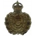 St. Helen's Police White Metal Wreath Helmet Plate - King's Crown