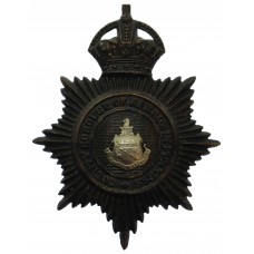 County Borough of Barrow-in-Furness Police Black Helmet Plate - King's Crown