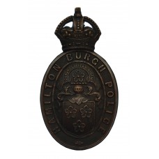 Hamilton Burgh Police Blackened Helmet Plate - King's Crown