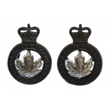 Pair of Canadian Officer's Training Corps C.O.T.C. Collar Badges - Queen's Crown