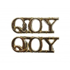 Pair of Queen's Own Yeomanry (Q.O.Y.) Anodised (Staybrite) Shoulder Titles