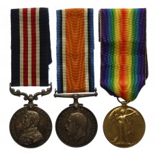 WW1 Military Medal, British War Medal & Victory Medal Group o