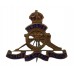 Royal Artillery Brass & Enamel Sweetheart Brooch - King's Crown