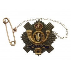 Highland Light Infantry (H.L.I.) 15ct Gold, Silver & Enamel Sweetheart Brooch - King's Crown