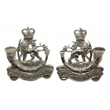 Pair of Rhodesian Light Infantry Anodised (Staybrite) Collar Badges - Queen's Crown
