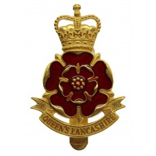 Queen's Lancashire Regiment Enamelled Cap Badge - Queen's Crown