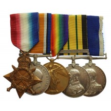 WW1 1914-15 Star, British War Medal, Victory Medal, AGSM (Clasp - Somaliland 1920) and LS&GC Medal Group of Five - Blacksmith 1st Class J.W. Brown, Royal Navy