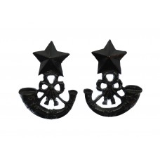 Pair of Cameronians (Scottish Rifles) Blackened Collar Badges