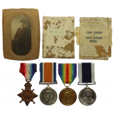 WW1 1914-15 Star, British War Medal, Victory Medal and Edward VII RN Long Service & Good Conduct Medal Group of Four - Petty Officer J. Bedbrook, Royal Navy