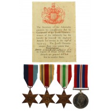 WW2 HMS Intrepid Casualty Medal Group of Four with Condolence Slip - Midshipman David Le Mesurier Granet, Royal Navy - K.I.A. - 26/9/43