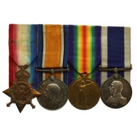 WW1 1914 Mons Star, British War Medal, Victory Medal and Royal Naval LS&GC Medal Group of Four - Pte. A. Budd, Royal Marine Light Infantry & Royal Marine Brigade