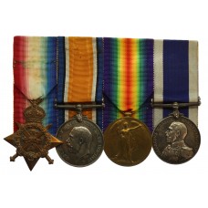 WW1 1914 Mons Star, British War Medal, Victory Medal and Royal Na
