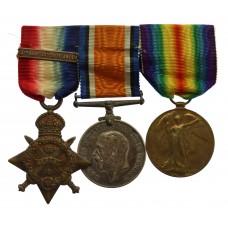 WW1 1914 Mons Star and Bar Medal Trio - Pte. J. Darton, 11th Huss
