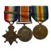 WW1 1914 Mons Star and Bar Medal Trio - Pte. J. Darton, 11th Hussars - Accidentally Wounded