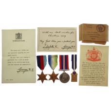 WW2 Casualty Medal of Three with 9ct Gold Football Medal - Warran