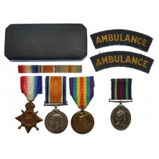 WW1 1914-15 Star Medal Trio with Relatives Civil Defence Long Service Medal - Pte. A.V. Greene, Royal Marine Light Infantry