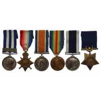 Egypt 1882 Medal (Clasp - Alexandria 11th July), WW1 1914-15 Star Trio and Khedives Star Long Service Medal Group of Six - CERA.2. R. Ball, Royal Navy