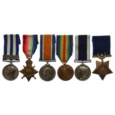 Egypt 1882 Medal (Clasp - Alexandria 11th July), WW1 1914-15 Star Trio and Khedives Star Long Service Medal Group of Six - CERA.2. R. Ball, Royal Navy