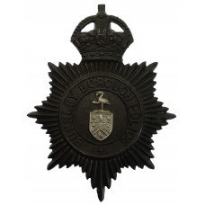 Burnley Borough Police Night Helmet Plate - King's Crown