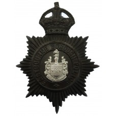 Eastbourne Borough Police Black Helmet Plate - King's Crown