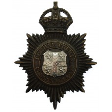 Durham County Constabulary Black Helmet Plate - King's Crown