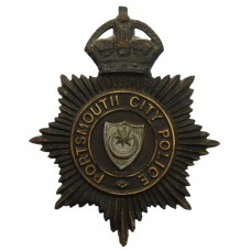 Portsmouth City Police Night Helmet Plate - King's Crown