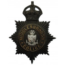 Middlesbrough Borough Police Night Helmet Plate - King's Crown