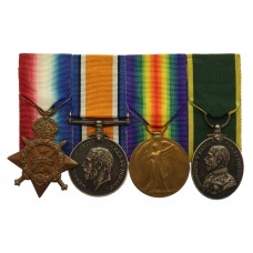WW1 1914 Mons Star, British War Medal, Victory Medal and Territorial Efficiency Medal Group of Four - Cpl. J.J. Fleming, 6th Bn. Welsh Regiment