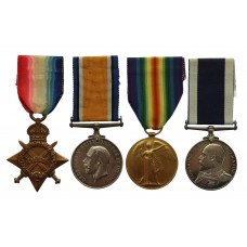 WW1 1914-15 Star, British War Medal, Victory Medal and Edward VII