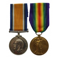 WW1 British War & Victory Medal Pair - Pte. J.W. Loukes, York & Lancaster Regiment - Wounded