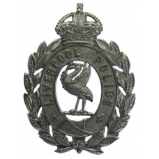 Liverpool City Police Chrome Wreath Helmet Plate - King's Crown