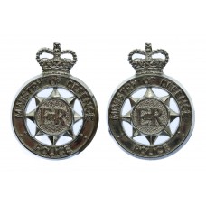 Pair of Ministry of Defence Police Collar Badges - Queen's Crown