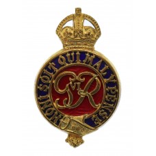 George VI Household Cavalry Officer's Gilt & Enamel Cap Badge