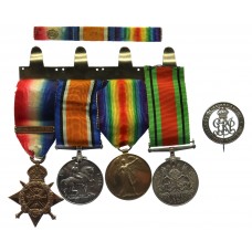 WW1 1914 Mons Star and Bar Medal Trio, WW2 Defence Medal and Silv