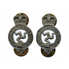 Pair of Isle of Man Constabulary Collar Badges - Queen's Crown (s