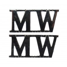 Pair of Mid-Wales Constabulary (M.W.) Chrome Shoulder Titles/Epaulette Badges