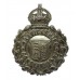 Warwickshire Constabulary Small Chrome Wreath Helmet Plate - King's Crown