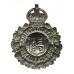 Warwickshire Constabulary Small Chrome Wreath Helmet Plate - King's Crown