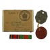 WW2 Medal Group of Three with Dog Tags and Original Documents - Pte. G. Verity, 1st Bn. East Yorkshire Regiment