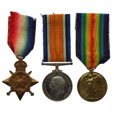 WW1 1914-15 Star Medal Trio - 2nd Lieut. B.A. Wolfe, South Lancashire Regiment & King's Own Royal Lancaster Regiment - 4 x Wounded