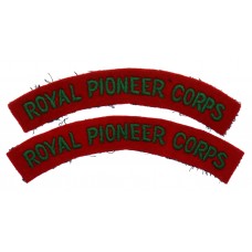 Pair of Royal Pioneer Corps (ROYAL PIONEER CORPS) Cloth Shoulder Titles