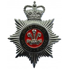 Dyfed-Powys Heddlu Police Enamelled Helmet Plate - Queen's Crown