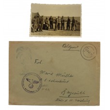 WW2 Afrika Korps Feldpost Envelope with Rare Palm Tree Ink Stamp