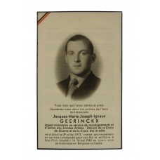WW2 Belgian Resistance Member Death Card - Jacques Marie Joseph Ignace Geerinckx