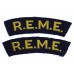 Pair of Royal Electrical & Mechanical Engineers (R.E.M.E.) Cloth Shoulder Titles
