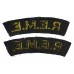 Pair of Royal Electrical & Mechanical Engineers (R.E.M.E.) Cloth Shoulder Titles