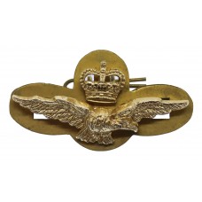 Royal Air Force (R.A.F.) Anodised (Staybrite) Officer's Field Service Cap Badge - Queen's Crown