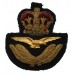 Royal Air Force (R.A.F.) Officer's Bullion Cap Badge - Queen's Crown