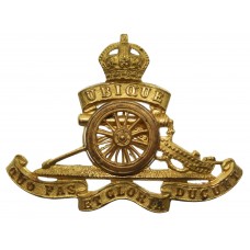 Royal Artillery Officer's Gilt Cap Badge - King's Crown