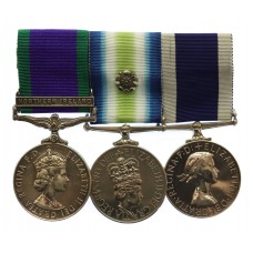 Campaign Service Medal (Clasp - Northern Ireland), South Atlantic Medal (with Rosette) and R.N. Long Service & Good Conduct Medal Group of Three - Mne. T.J. Robson, 40 Commando, Royal Marines